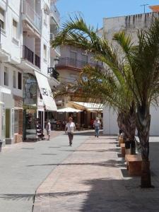 ネルハにあるCasablancaの椰子の木と人々が歩く道