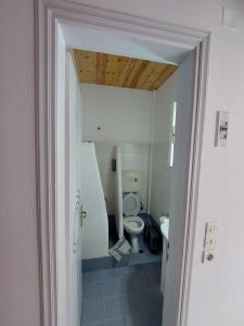 塞里福斯島的住宿－ISALOS ROOMS ON THE BEACH，一间带卫生间和水槽的浴室