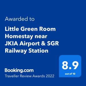 Palkinto, sertifikaatti, kyltti tai muu asiakirja, joka on esillä majoituspaikassa Little Green Room Homestay near JKIA Airport & SGR Railway Station