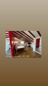a large room with a bed and a living room at petit_paradis_97120 in Saint-Claude