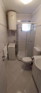 een badkamer met een douche, een toilet en een wastafel bij Apartment Tena in Novalja +23 foto's