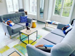 波朗特吕The 5 Continents I by Stay Swiss的有两张沙发和一张桌子的客厅