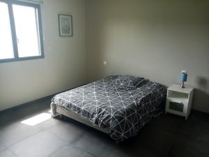 - une chambre avec un lit et une fenêtre dans l'établissement Logement complet - Un Air de campagne, à Montauban