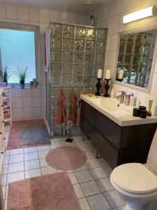 a bathroom with a sink and a toilet at Bed&Breakfast M&M in Kungsbacka