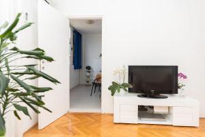 Televízia a/alebo spoločenská miestnosť v ubytovaní Apartman Centar Glavaš