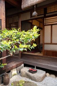 une maison japonaise avec une plante devant elle dans l'établissement ゲストハウス君彩家 kimidoriya, à Osaka