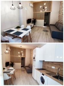 kuchnia i salon ze stołem i jadalnią w obiekcie Deluxe Palace - Alojamientos La Torre w mieście Torre del Mar