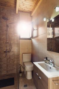 un bagno con wc, lavandino e doccia di Burnelia Vacation House a Lefkimmi