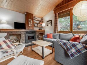 a living room with a couch and a fireplace at Holiday Home Molina by Interhome in La Molina