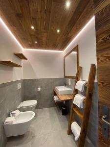 パドラにあるB&B Al Mulinのバスルーム(洗面台、トイレ、鏡付)