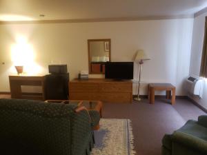 ein Wohnzimmer mit einem Sofa und einem TV in der Unterkunft STAY INN Burlington in Burlington
