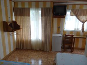 a room with a bed and a television and a window at Hotel Rosa De Sharon in Marsella