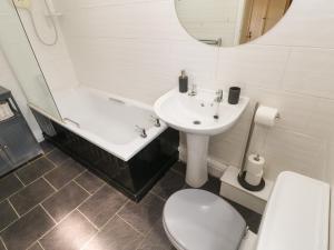 a bathroom with a sink and a toilet and a tub at Meadows Edge in Holwick