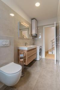 een badkamer met een wit toilet en een wastafel bij Best Sea View Apartment in Cres