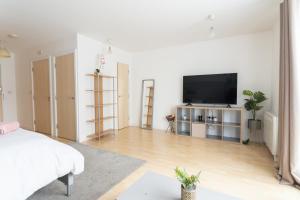 TV a/nebo společenská místnost v ubytování Modern Spacious studio close to station