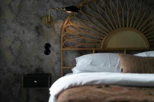 Rúm í herbergi á Hotel Siglunes