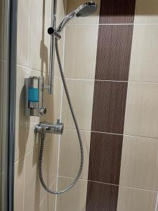 La salle de bains est pourvue d'une douche avec un pommeau de douche. dans l'établissement The Ranald Hotel, à Oban