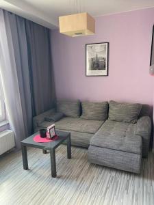 a living room with a couch and a table at Panama Apartament 3 Poznań in Poznań