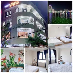 a collage of four pictures of a hotel at HOSTEL ARIA in Quy Nhon