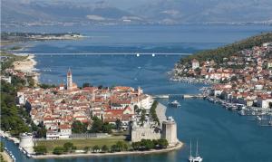 an aerial view of a town on the water at Apartments Mijo in Trogir