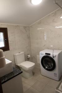 アギオス・ゲオルギオス・パゴンにあるBlue Heaven Apartmentsのバスルーム(トイレ、洗濯機付)