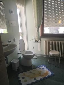 a bathroom with a toilet and a sink at Casa di Dattero in Quero