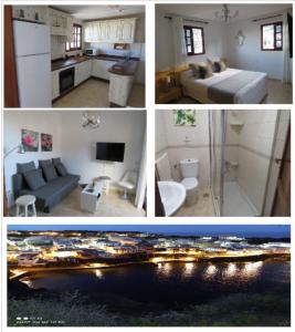 eine Collage mit Bildern einer Küche und einem Wohnzimmer in der Unterkunft Mi Paraiso Vacacional, Isla del Hierro. in Tamaduste