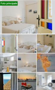 un collage di foto di una camera d'albergo di Casa Camilla a Siracusa