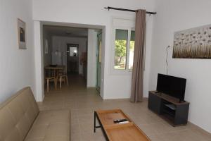 salon z kanapą i telewizorem w obiekcie Ηermes Apartment - 3 w Nauplionie