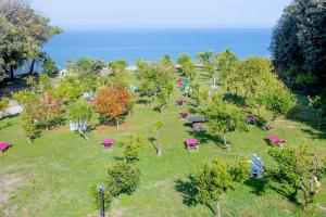 an aerial view of a park with trees and chairs at Frontemare Hotel Village & Ristorante in Rodi Garganico
