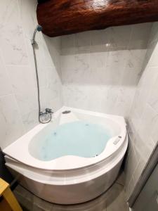 a bathroom with a toilet and a bath tub at L'IDYLLE - Studio Cocooning avec Jacuzzi in Mâcon