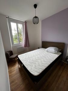 um quarto com uma cama e uma janela em Escapade à Lourdes dans T2 Bis proche Gare et Centre ville em Lourdes