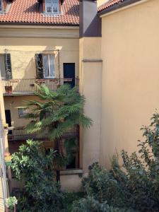 ミラノにあるBrera Charme Suiteの建物前のヤシの木