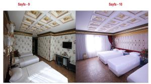 イスタンブールにあるLaleli Blue Marmaray Hotelの格天井のベッドルーム2枚