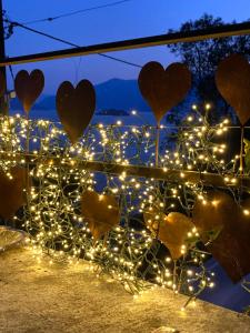 a group of hearts are lit up with lights at BnB122 bed&breakfast in Ascona