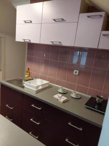 a kitchen with a sink and a counter top at Apartmani Milojić in Soko Banja +67 photos