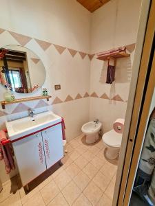 a bathroom with a sink and a toilet at Cascina Beneficio in Castelnuovo Bormida