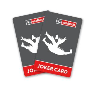 a box for a joker card with two birds on it at Appartements Hollandia in Saalbach Hinterglemm