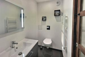 ein weißes Bad mit einem WC und einem Waschbecken in der Unterkunft Superbe, T2 élégant, Neuf, Parking in Gerde