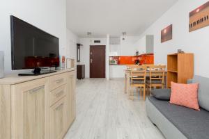 Televízia a/alebo spoločenská miestnosť v ubytovaní Apartamenty Bursztynowe V by Noclegi Renters