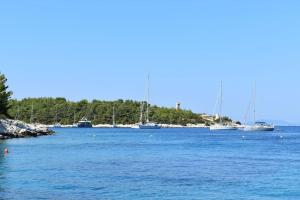 a large body of water with boats in it at Paradise House apart3, 5min walking distance to Fiskardo center in Fiskardo