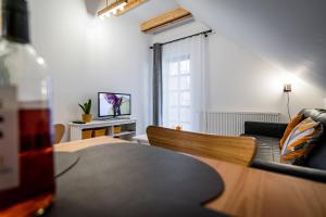 Televízia a/alebo spoločenská miestnosť v ubytovaní Apartamenty Ustronne Liściasta
