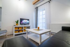 Televízia a/alebo spoločenská miestnosť v ubytovaní Apartamenty Ustronne Liściasta