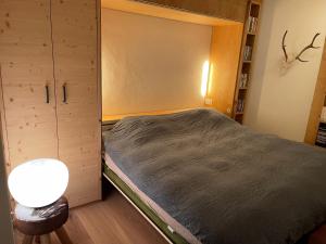 una piccola camera con letto e armadio di WEF luxury living a Klosters