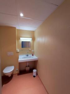 a bathroom with a sink and a toilet at Gîte d'étape et de groupe du Clos Saint Roch in Viviers +86 photos