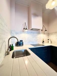 uma cozinha com um lavatório e uma bancada em Redland Suites - Apartment 4 em Bristol