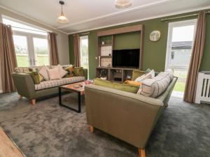 a living room with two couches and a tv at Lily in Lifton