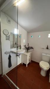 uma casa de banho com um WC e um lavatório em Finca Florecer em Tivenys