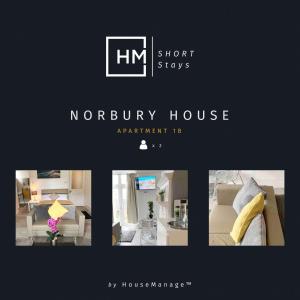 un collage de fotos de un dormitorio y una habitación en Norbury House - Apratment 1b en Norbury