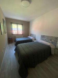 een slaapkamer met 2 bedden in een kamer bij APARTAMENTO TURIETO (BROTO-ORDESA) in Broto